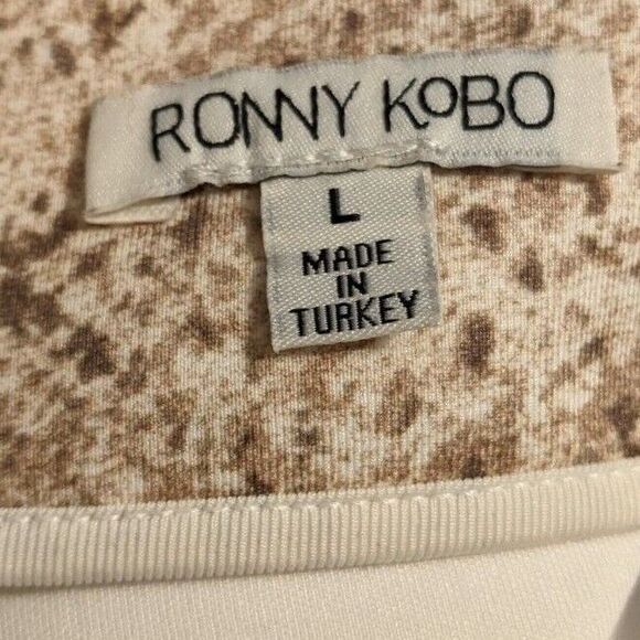 Ronny Kobo Jolinda in Neutral Bonded Faux Wrap Short Skirt  Women's Size L  Tan - Picture 8 of 11